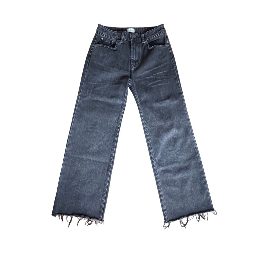 Amuse Society Women's Black Crop Jeans Size 25 Raw Hem Straight Leg Denim